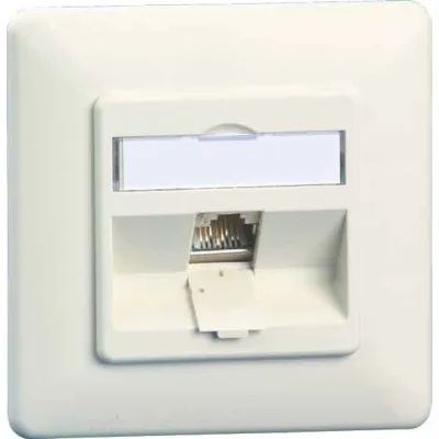 METZ CONNECT Anschlussdose Unterputz | RJ45 Cat 6A | geschirmt | IDC | reinweiß RAL 9010 | schräger Auslass