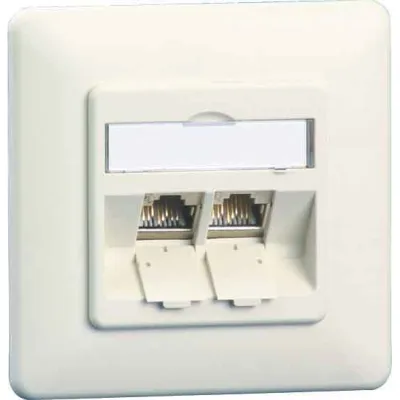 METZ CONNECT Anschlussdose Unterputz TN C6Amod-2UP-180rw | RJ45 Cat 6A | 2-fach geschirmt | IDC | schräger Auslass