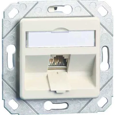 Metz Connect Anschlussdose C6Amodul 1-Port | Cat.6A RJ45 | 10 Gbit Ethernet | PoE | Staubschutz | reinweiß RAL 9010