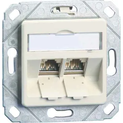 METZ CONNECT Anschlussdose C6Amodul 130B12D21102E90 | RJ45 Cat 6A | Unterputz & Kanal | 2-fach | geschirmt | RAL 9010