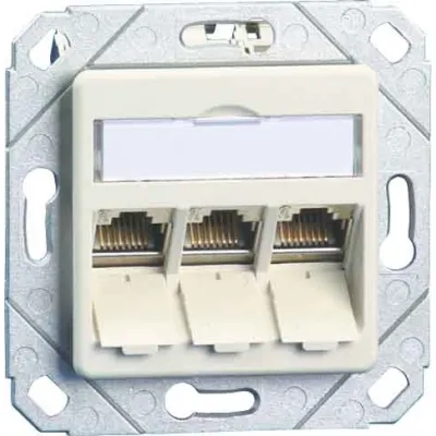 Metz Connect Netzwerkdose Cat 6A RJ45 3-fach | Unterputz & Kanal | geschirmt | reinweiß RAL 9010