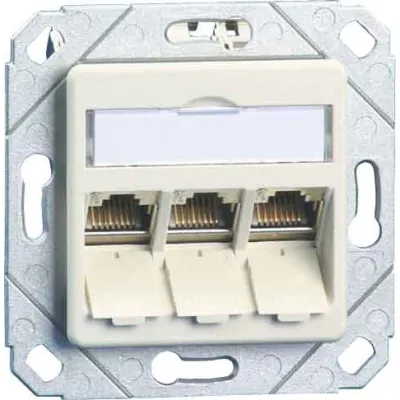 Metz Connect Anschlussdose 3-fach C6Amod-3UPk-270rw | Cat.6A | 10 Gbit/s | PoE | Unterputz | 45° Auslass | geschirmt