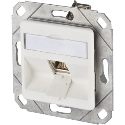 Metz Connect Anschlussdose TN E-DATmod-1Upk-rws Cat.6A | 1x RJ45 | Unterputz | geschirmt | IDC | schräg | RAL 9010