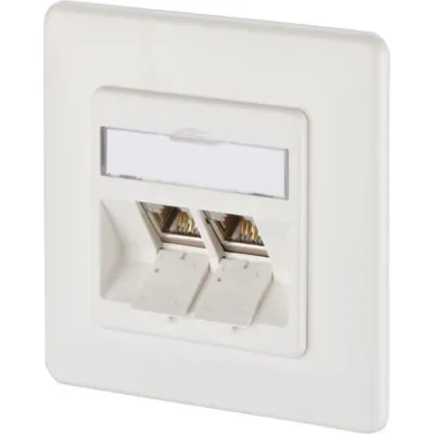 Metz Connect Anschlussdose TN E-DATmod-2UP-rws Cat.6A 2x RJ45 | Unterputz | geschirmt | IDC | mit Staubschutz | reinweiß