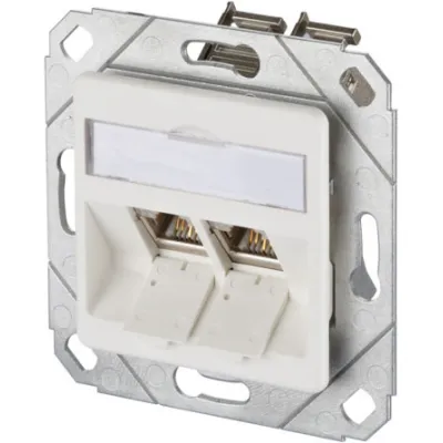 Metz Connect Anschlussdose TN E-DATmod-2Upk-rws | Cat.6A 2x RJ45 | vollgeschirmt | Unterputz | schräger Auslass