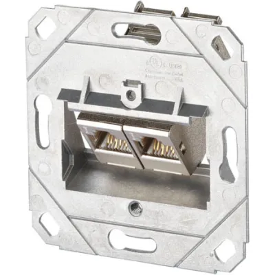 Metz Connect Anschlussdose 1309121200-E | Cat.6A Netzwerkdose 2x RJ45 | Unterputz | geschirmt | IDC | IP20