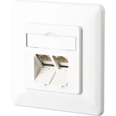 METZ CONNECT Anschlussdose Cat6 1307441002-I | 2x RJ45 UP | LSA-Klemmtechnik | schräger Auslass | RAL 9010 reinweiß