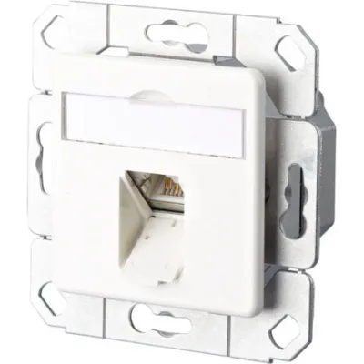 Metz Connect Anschlussdose Kat.6 TN E-DATC6-1Upk-rws | 1x RJ45 LSA | geschirmt | Unterputz | Staubschutz | RAL 9010