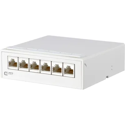 METZ CONNECT AP-Verteiler 6Port C6A 130862-21C-E-90 | Cat.6A | 6x RJ45 | geschirmt | PoE+ | Wandmontage | reinweiß