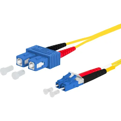 METZ CONNECT LWL Duplex Patchkabel 151P1EOJO10E | Singlemode OS2 | SC-Duplex auf LC-Duplex | 1m | gelb
