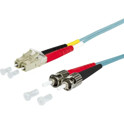 Metz Connect Patchkabel 151J1JOAO30E | LWL Duplex LC-Duplex auf 2x ST | OM3 Multimode 50/125 | 3m | halogenfrei | türkis