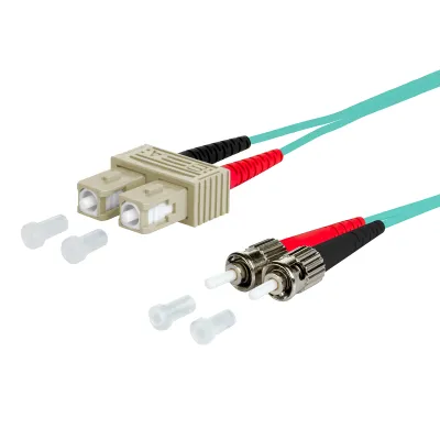 METZ CONNECT LWL Patchkabel 151J1EOAO20E | SC-Duplex auf 2x ST | OM3 50/125 | Duplex | 2m | halogenfrei | türkis