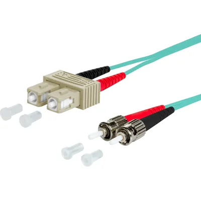 METZ CONNECT LWL Patchkabel 151J1EOAO20E | SC-Duplex auf 2x ST | OM3 50/125 | Duplex | 2m | halogenfrei | türkis