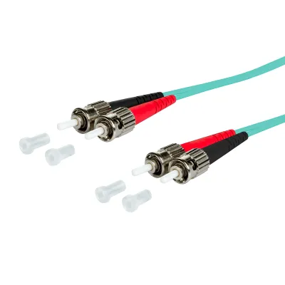 METZ CONNECT LWL-Patchkabel 151J1AOAO30E | OM3 Multimode 50/125 µm Duplex | 2x ST/2x ST | 3m | halogenfrei | türkis