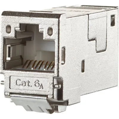 Metz Connect E-DATmodul RJ45 8(8) | Cat.6A Netzwerkdose | GHMT zertifiziert | 10 Gbit | PoE | geschirmt | Silber