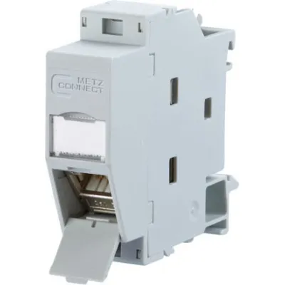 Metz Connect Hutschienenmodul TN C6Amod-REG-180 | Cat.6A RJ45 | PoE+ | 10 Gbit | Staubschutzklappe | TH35