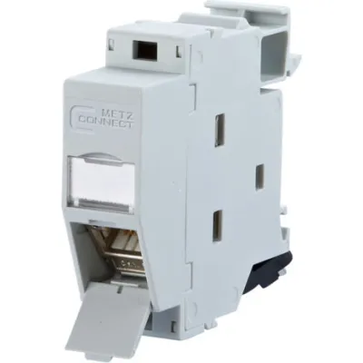 Metz Connect Hutschienenmodul TN C6Amod-REG-270 | 1x RJ45 Cat.6A | PoE+/10GBit | TH35 | Kunststoff | Staubschutzklappe