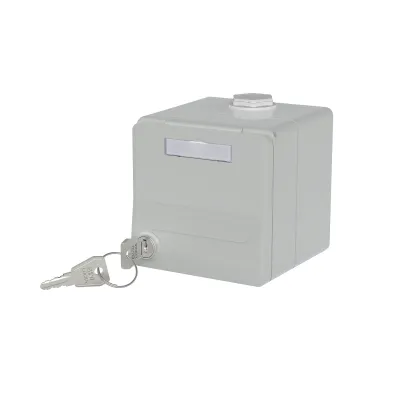 METZ CONNECT Modul-Aufputzgehäuse 1309470003KI | Keystone 2-fach | IP44 Klappdeckel Schloss | Eingang unten | grau