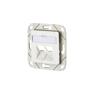 METZ CONNECT Keystone Anschlussdose 2 Port schräg | UP Kanaleinbau | unbestückt | beschriftbar | Staubschutz | RAL 9010