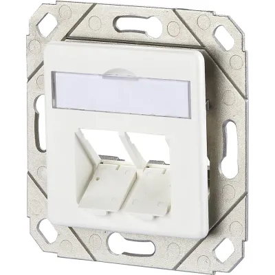 METZ CONNECT Keystone Anschlussdose 2 Port schräg | UP Kanaleinbau | unbestückt | beschriftbar | Staubschutz | RAL 9010