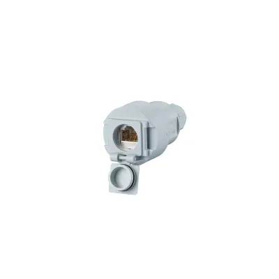 METZ CONNECT RJ45 Kabelkupplung 1309515003-E | Cat.6A Modul | 1 Port | IP67 | Flanschgehäuse | Schneidklemme | lichtgrau