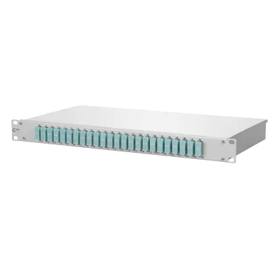 METZ CONNECT 150250BA24-E | LWL-Patchfeld 19 Zoll 1HE | 24x SC-D Duplex | Multimode OM3 | Aluminium/Stahl | grau RAL7035