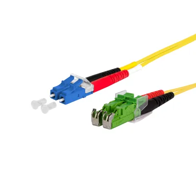 METZ CONNECT LWL-Patchkabel 151P1JOMA20E | Singlemode OS2 Duplex | LC-Duplex auf E2000 APC | 2m | gelb | halogenfrei
