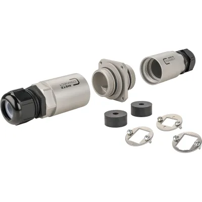 METZ CONNECT Steckverbinder-Schutzgehäuse 14040000-E | IP69k IP67 IP66 | Aluminium | M32 Flansch | wasserdicht