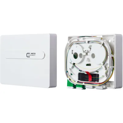 METZ CONNECT LWL-Anschlussdose 1501197G02HC | 2x LC-Duplex APC | Singlemode OS2 | Aufputz/Unterputz | weiß