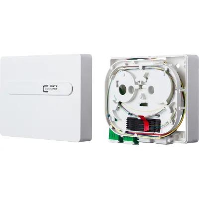 METZ CONNECT LWL-Anschlussdose 1501197G02HC | 2x LC-Duplex APC | Singlemode OS2 | Aufputz/Unterputz | weiß