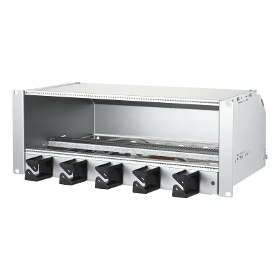 METZ CONNECT Baugruppenträger 1528SBGT19-E | 19 Zoll 3HE 84TE | Aluminium | Überführungsschublade | grau RAL 7035