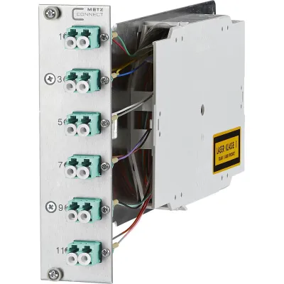 METZ CONNECT LWL-Patchpanel 1528S577061E | 6x LC-Duplex OM3 Multimode 50/125 | 3HE 19" Einbau | 12x Pigtails | Silber