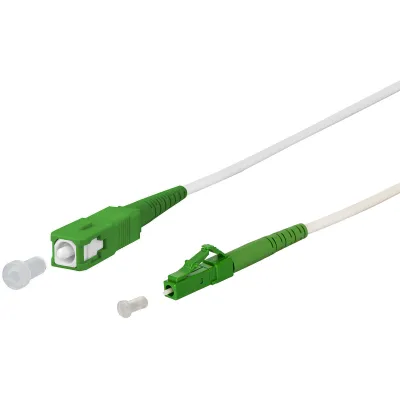 METZ CONNECT LWL-Patchkabel 151P7EAJA10E | OS2 Singlemode Simplex | SC/APC auf LC/APC | 1m | biegeunempfindlich | weiß