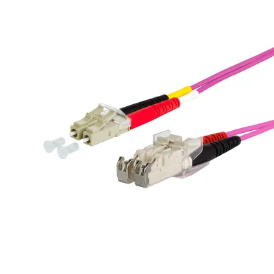 METZ CONNECT LWL-Patchkabel 151S1JOMO50E | LC-Duplex auf E2000 | OM4 Multimode 50/125 | Duplex | 5m | violett