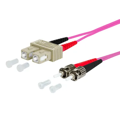 METZ CONNECT LWL-Patchkabel 151S1EOAO05E | SC-Duplex/ST | OM4 Multimode 50/125 | Duplex | 0,5m | violett