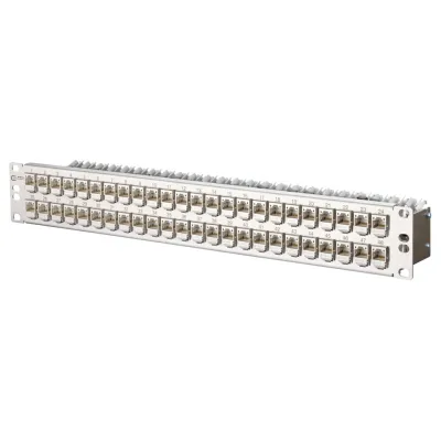 Metz Connect Patchfeld TN C6Amod-MP48-Edst | 48 Port | Cat 6A | geschirmt | RJ45 | 1,5HE | 19 Zoll Einbau | Edelstahl