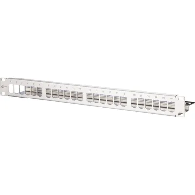 Metz Connect Patchfeld 24 Port TN MPP24-Edst-leer | Cat.6A | 1HE | 19 Zoll | Edelstahl | RJ45 | GHMT zertifiziert | leer