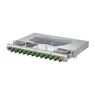METZ CONNECT LWL-Patchpanel 1504695924-E | 24x E2000-S APC OS2 | 1HE 19 Zoll | Singlemode | grau RAL7035