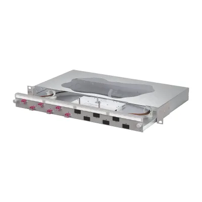 METZ CONNECT Patchpanel 1504677506-F | 19 Zoll 1HE | 6x LC-Duplex | 12x OM4 Multimode Pigtails | grau RAL 7035