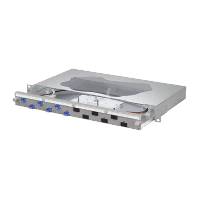 METZ CONNECT Patchfeld 1504697406-F | 19 Zoll 1HE | 6x LC-Duplex | 12x OS2 Singlemode Pigtails | grau RAL 7035