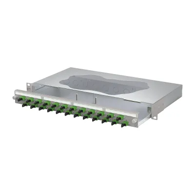 METZ CONNECT Patchfeld 1504605924-E | 19 Zoll 1HE | 24x E2000-S APC OS2 Singlemode | ausziehbar | grau RAL7035