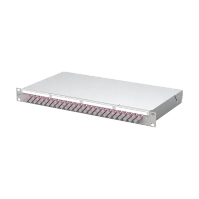 METZ CONNECT Patchpanel 150450BB24-E | 24x SC-Duplex | 1HE 19 Zoll | OM4 Multimode | OpDAT fix2 | grau RAL 7035