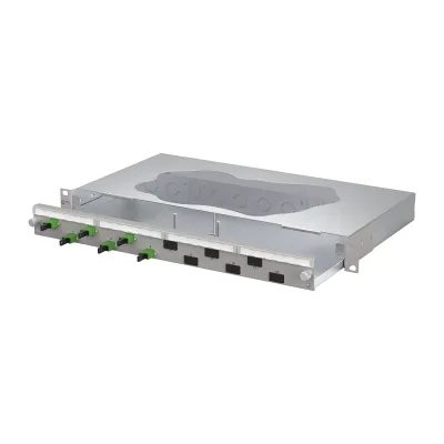 METZ CONNECT Patchpanel 1504605906-F | 19 Zoll 1HE | 6x E2000-S APC OS2 Singlemode | ausziehbar | grau RAL7035