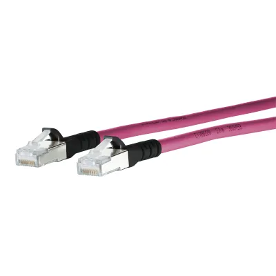 METZ CONNECT Patchkabel 1308453002-E | Cat.6A S/FTP | RJ45 1:1 | 3m | AWG26 | 10 Gbit | PoE | violett-schwarz