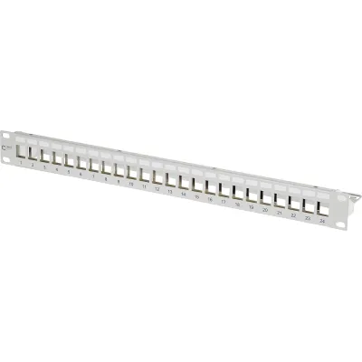 METZ CONNECT Keystone Patchpanel 130926-0003KE | 19 Zoll 1HE | 24 Port | geschirmt | unbestückt | Stahlblech grau