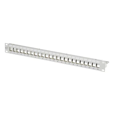 METZ CONNECT Keystone Patchpanel 130926-0003KE | 19 Zoll 1HE | 24 Port | geschirmt | unbestückt | Stahlblech grau