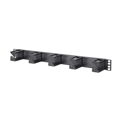 METZ CONNECT Kabelführungspanel 130894-01-29-E | Rangierfeld 19 Zoll 1HE | 5 Bügel | 56 mm | Metall | schwarz RAL9005