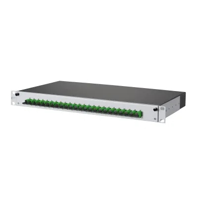 METZ CONNECT 1502695924-E | LWL-Patchfeld 19 Zoll 1HE | 24x E2000 APC OS2 | ausziehbar | inkl. Pigtails | grau