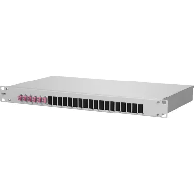 METZ CONNECT LWL-Patchpanel 1502577506-E | 19 Zoll 1HE | 6x LC-Duplex | OM4 Multimode | mit Pigtails | grau RAL7035
