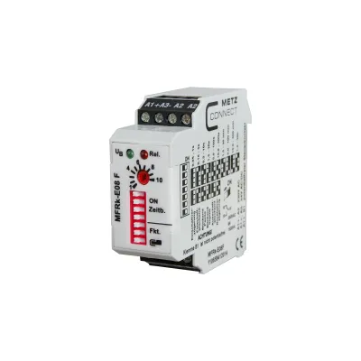 METZ CONNECT Zeitrelais MFRk-E08 F 110658412014 | 24–230V AC/DC | 180s–30h | 7 Funktionen | Hutschiene | 6A | IP20